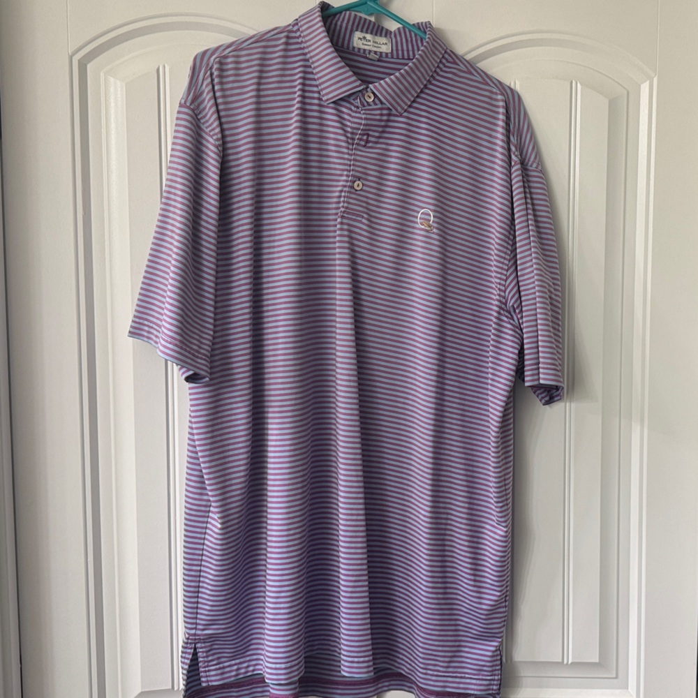 Peter Millar Lavender and White Striped Polo